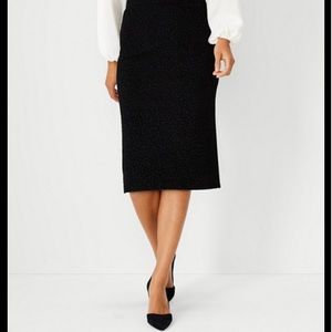 BNWT The Loft Black Velvet Pencil Skirt